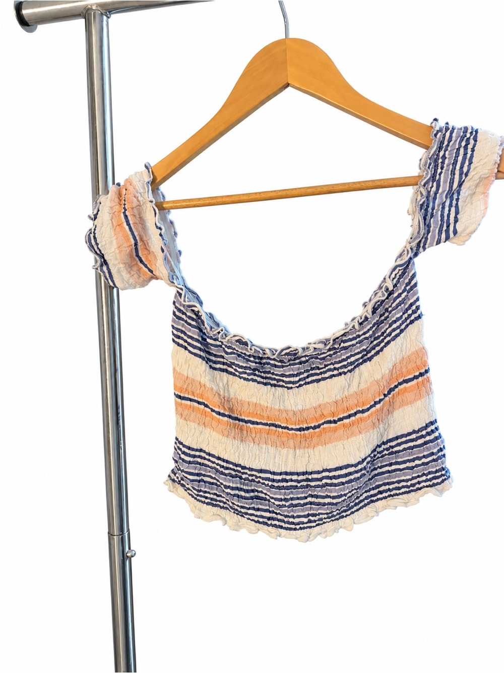 Striped Peach & Navy Wide-Leg Pants Set - Picture 3 of 3